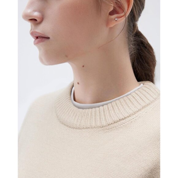 Women Cashmere Blend Oversized Crew Neck Sand Soft Warm Pullover Sweater - Picture 3 of 5